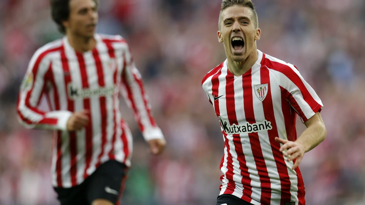 Muniain celebra un gol con el Athletic