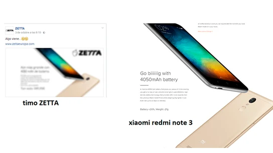 Comparativa entre dos anuncios de Zetta y Xiaomi Comparativa entre dos anuncios de Zetta y Xiaomi