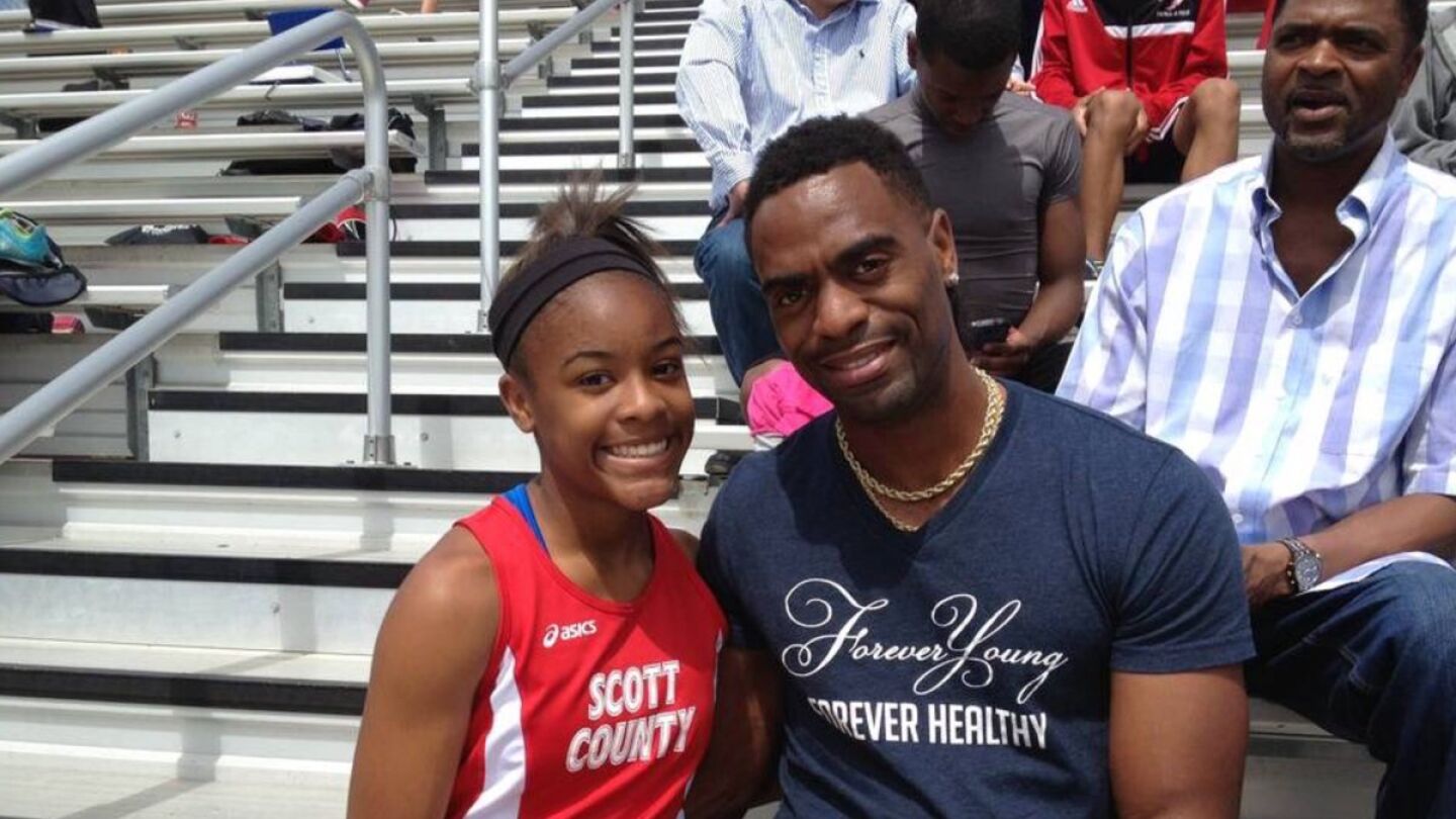 El atleta Tyson Gay y su hija