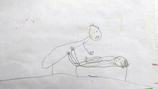 Uno de los dibujos de la niña de cinco años Uno de los dibujos de la niña de cinco años