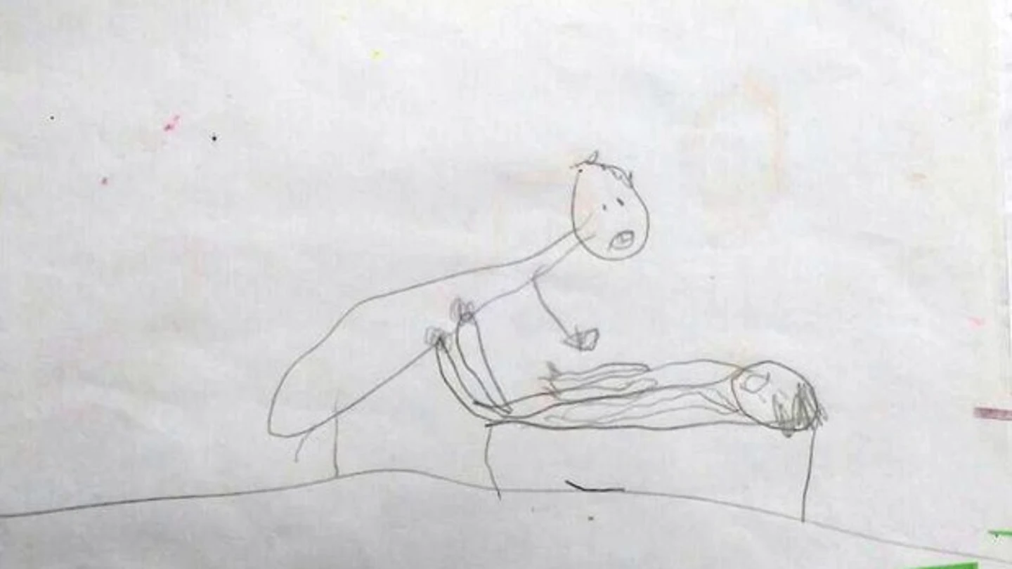 Uno de los dibujos de la niña de cinco años Uno de los dibujos de la niña de cinco años
