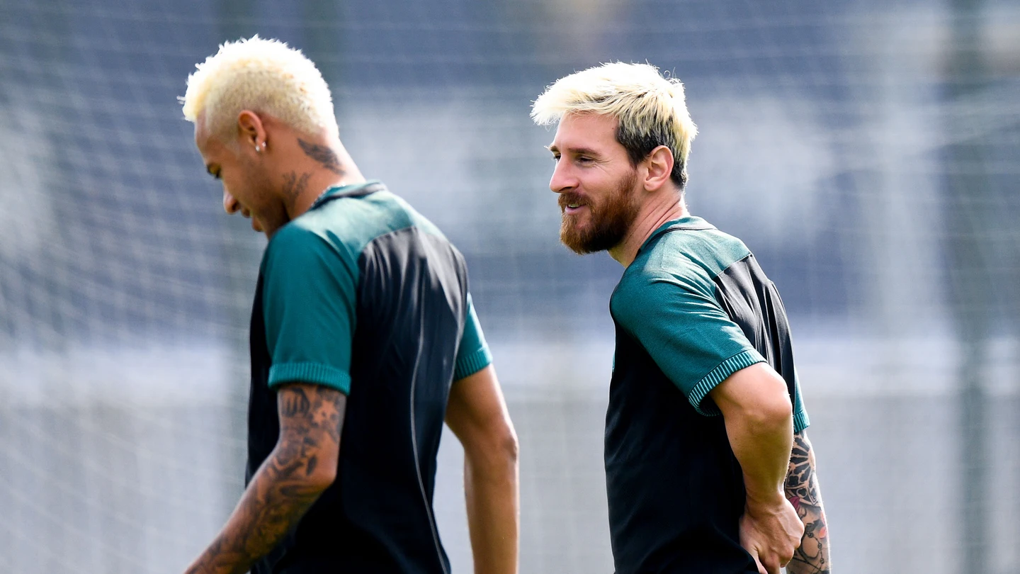 Neymar y Messi, en un entrenamiento del Barcelona Neymar y Messi, en un entrenamiento del Barcelona