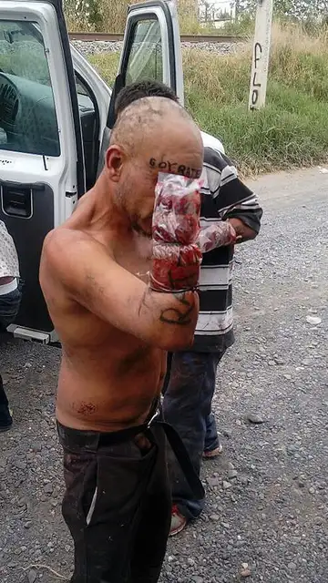 Uno de los ladrones atacados en México Uno de los ladrones atacados en México