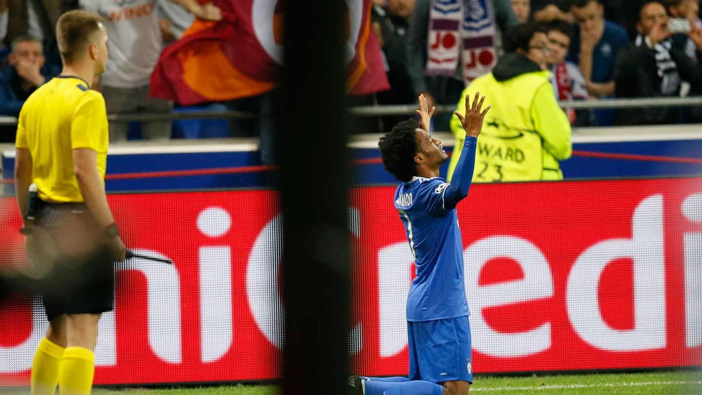 Cuadrado celebra su gol contra el Lyon Cuadrado celebra su gol contra el Lyon