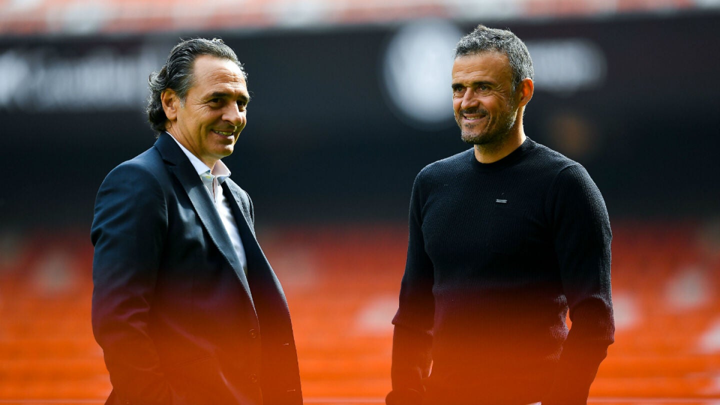 Luis Enrique, con Prandelli