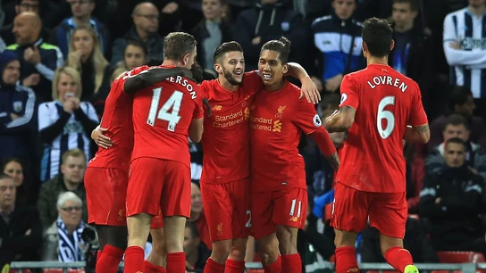 Los 'reds' celebran el gol de Coutinho ante el West Brom Los 'reds' celebran el gol de Coutinho ante el West Brom