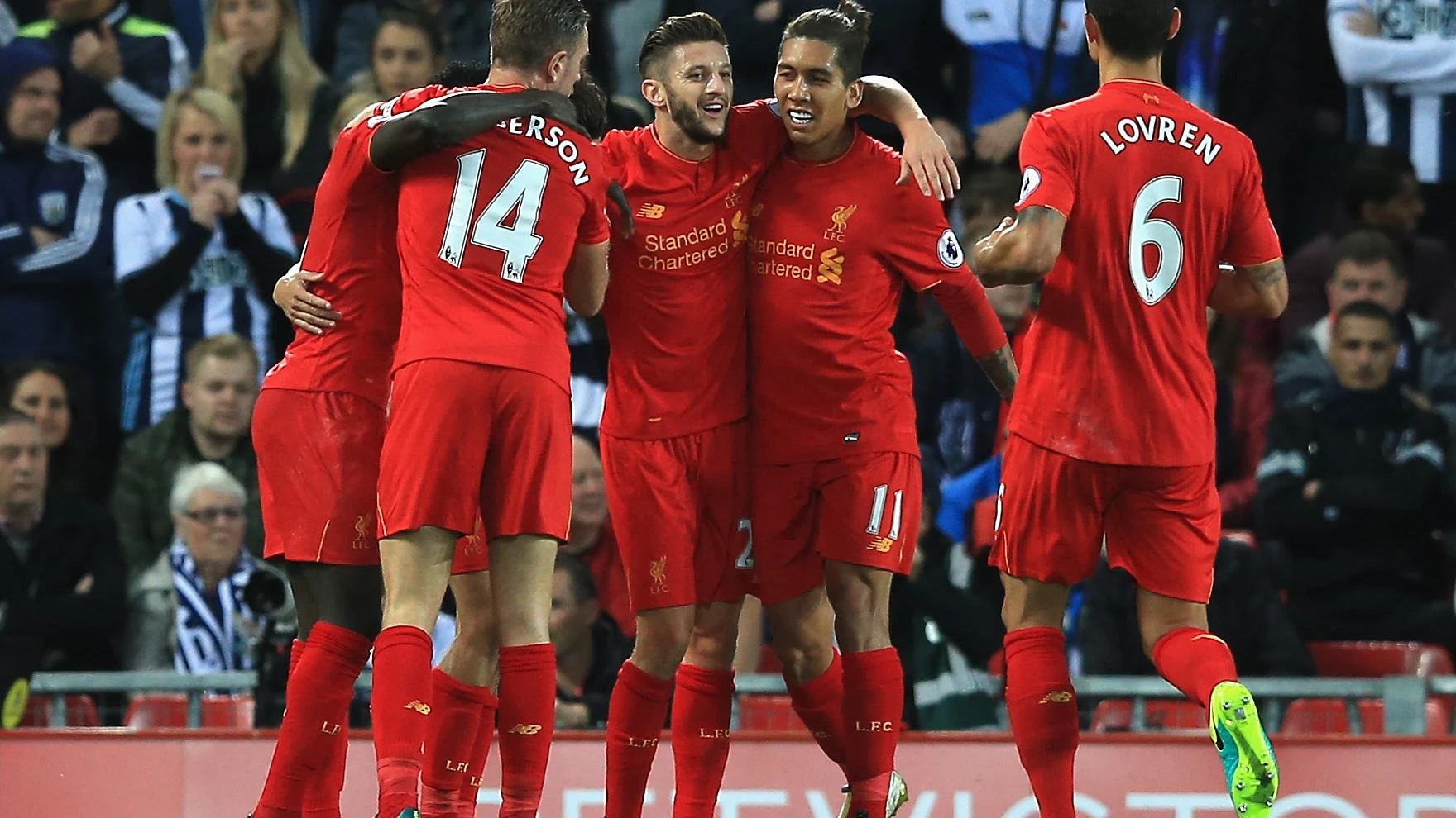 Los 'reds' celebran el gol de Coutinho ante el West Brom