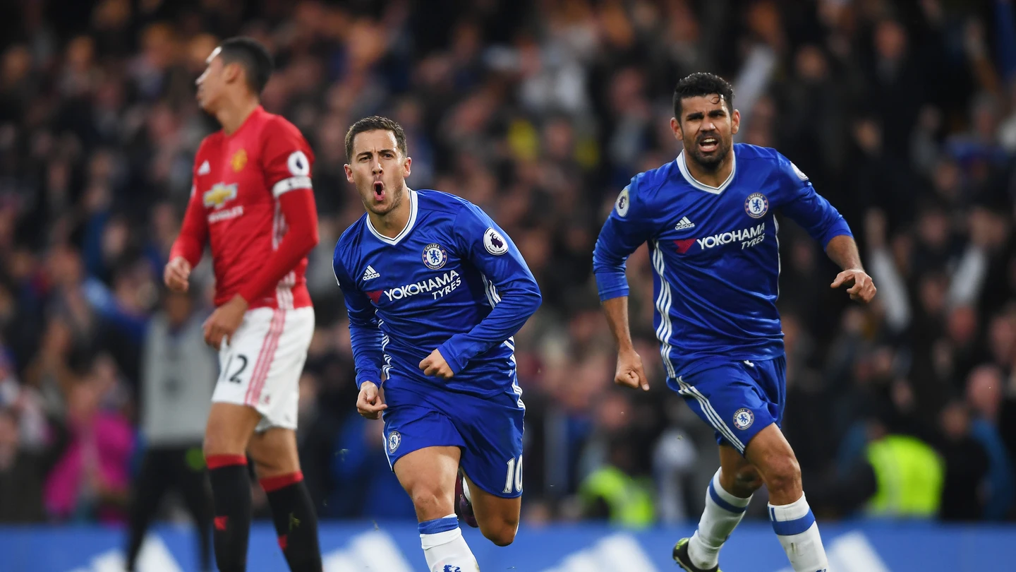 Hazard celebra su gol ante el Manchester United Hazard celebra su gol ante el Manchester United