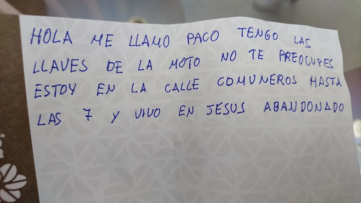 La nota con la que Paco devolvió las llaves a Pedro La nota con la que Paco devolvió las llaves a Pedro