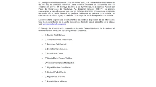 Junta General de Accionistas 2015 Junta General de Accionistas 2015