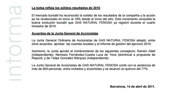 Junta General de Accionistas 2010 Junta General de Accionistas 2010