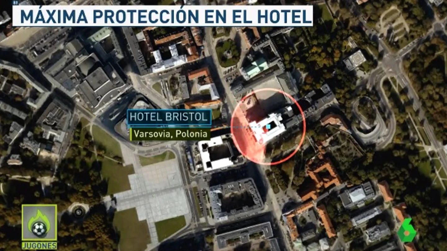 El hotel del Madrid en Varsovia, blindado por la policía El hotel del Madrid en Varsovia, blindado por la policía