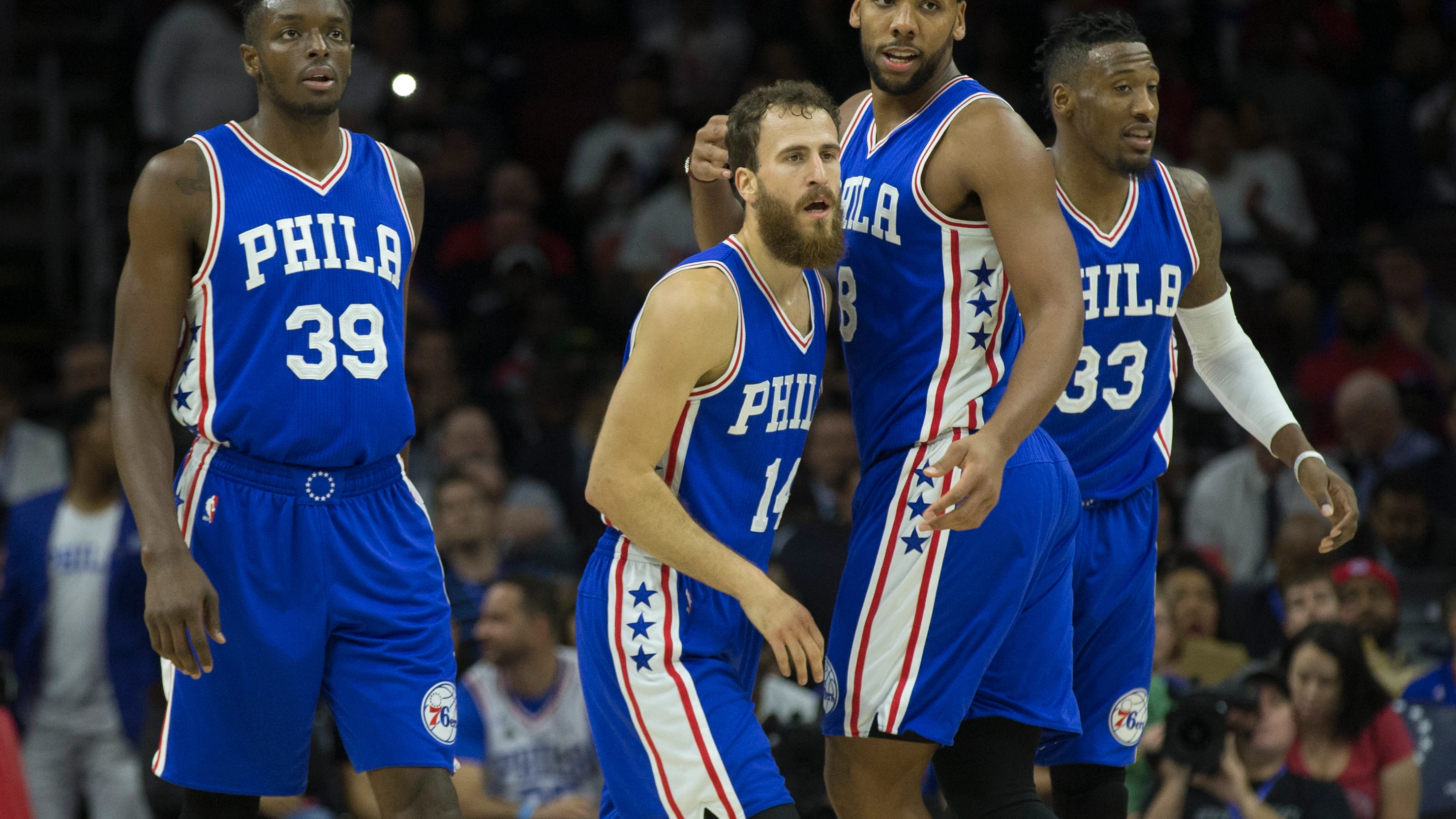 Sergio Rodr&iacute;guez, durante un partido con los Sixers