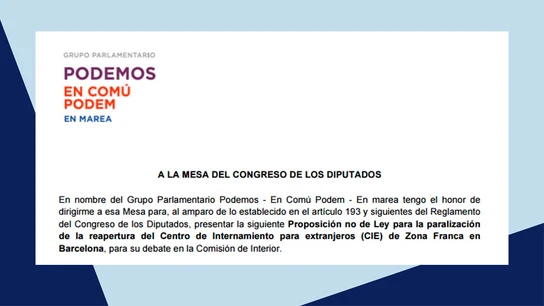 PNL para la paralización de la reapertura del Centro de Internamiento para Extranjeros de la Zona Franca de Barcelona. PNL para la paralización de la reapertura del Centro de Internamiento para Extranjeros de la Zona Franca de Barcelona.