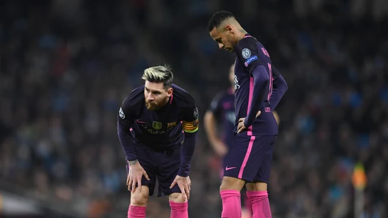 Leo Messi y Neymar en el Etihad Stadium Leo Messi y Neymar en el Etihad Stadium