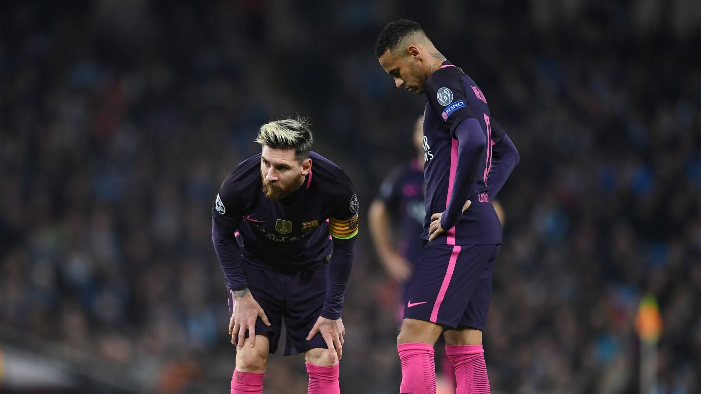 Leo Messi y Neymar en el Etihad Stadium 