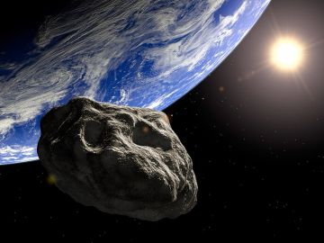 Representación de un asteroide aproximándose a la Tierra