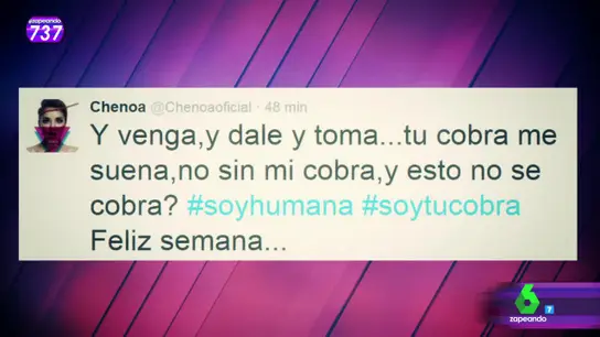 Chenoa publica un tuit haciendo alusión a la 'cobra' Chenoa publica un tuit haciendo alusión a la 'cobra'