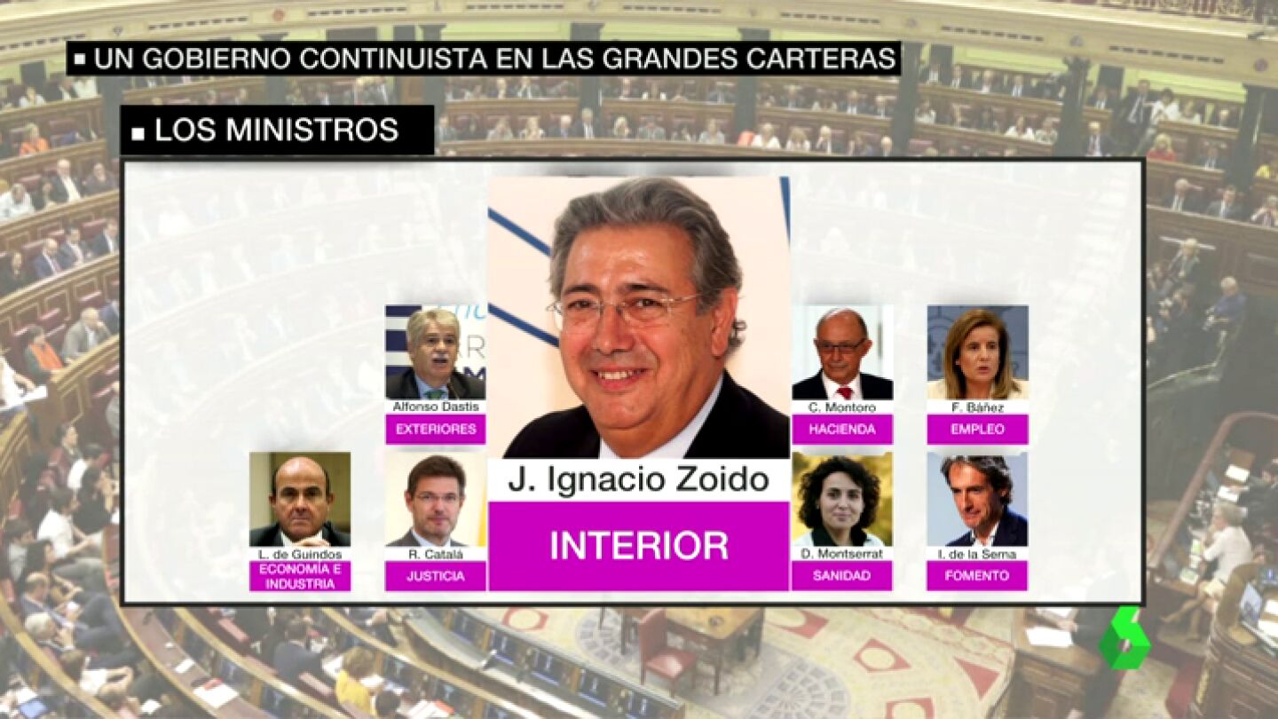 Frame 59.41673 de: Cospedal entra en el Gobierno, De Guindos suma Industria y M&eacute;ndez de Vigo le quita la Portavoc&iacute;a a S&aacute;enz de Santamar&iacute;a en un Gobierno que pasa de 15 a 13 carteras