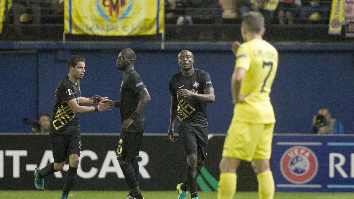 Los jugadores del Osmanlispor celebran un gol en El Madrigal Los jugadores del Osmanlispor celebran un gol en El Madrigal