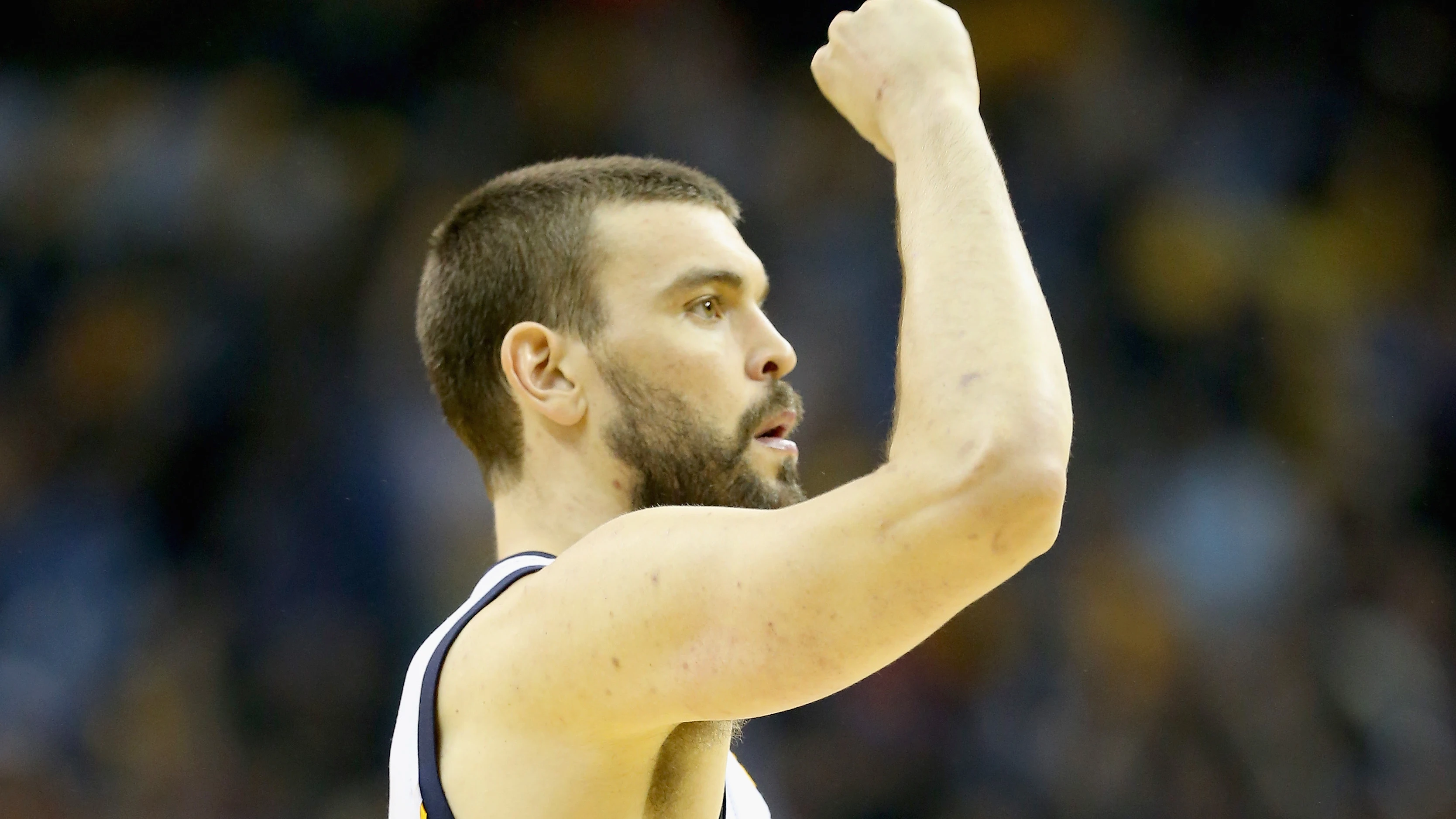 Marc Gasol celebra un punto con los Grizzlies