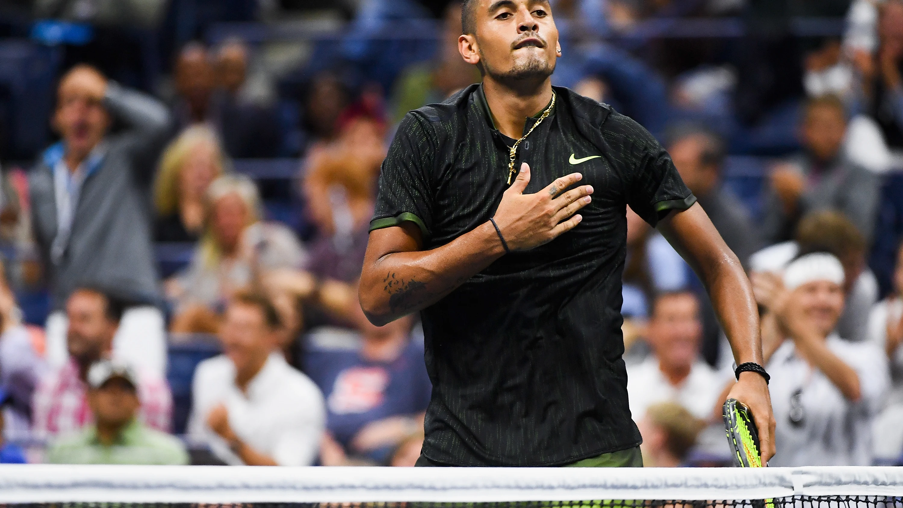 Nick Kyrgios celebra un punto durante un partido