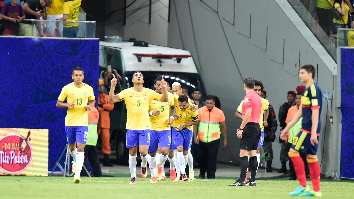 Casemiro celebra un gol con Brasil Casemiro celebra un gol con Brasil