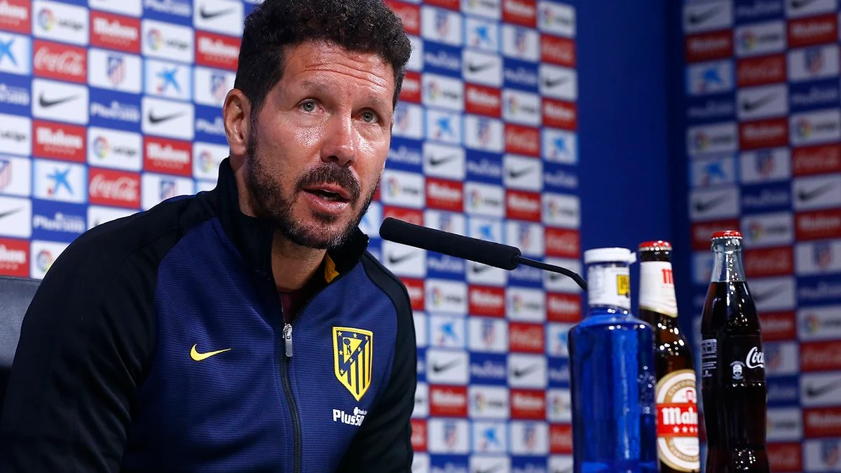 El t&eacute;cnico argentino Diego Pablo Simeone, en rueda de prensa