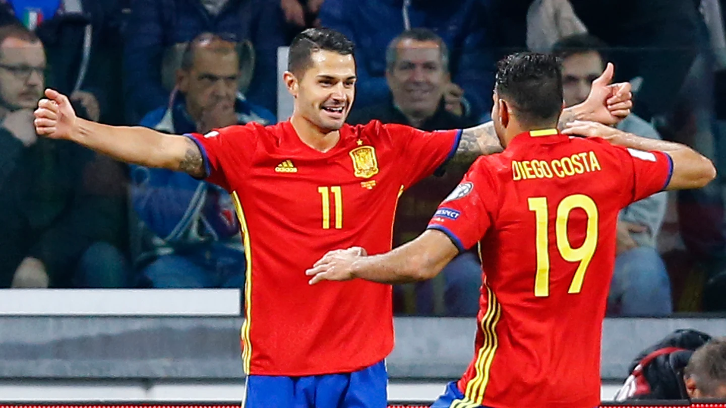 Vitolo celebrando un gol con la selección Vitolo celebrando un gol con la selección