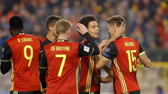 Bélgica celebrando un gol frente a Estonia Bélgica celebrando un gol frente a Estonia