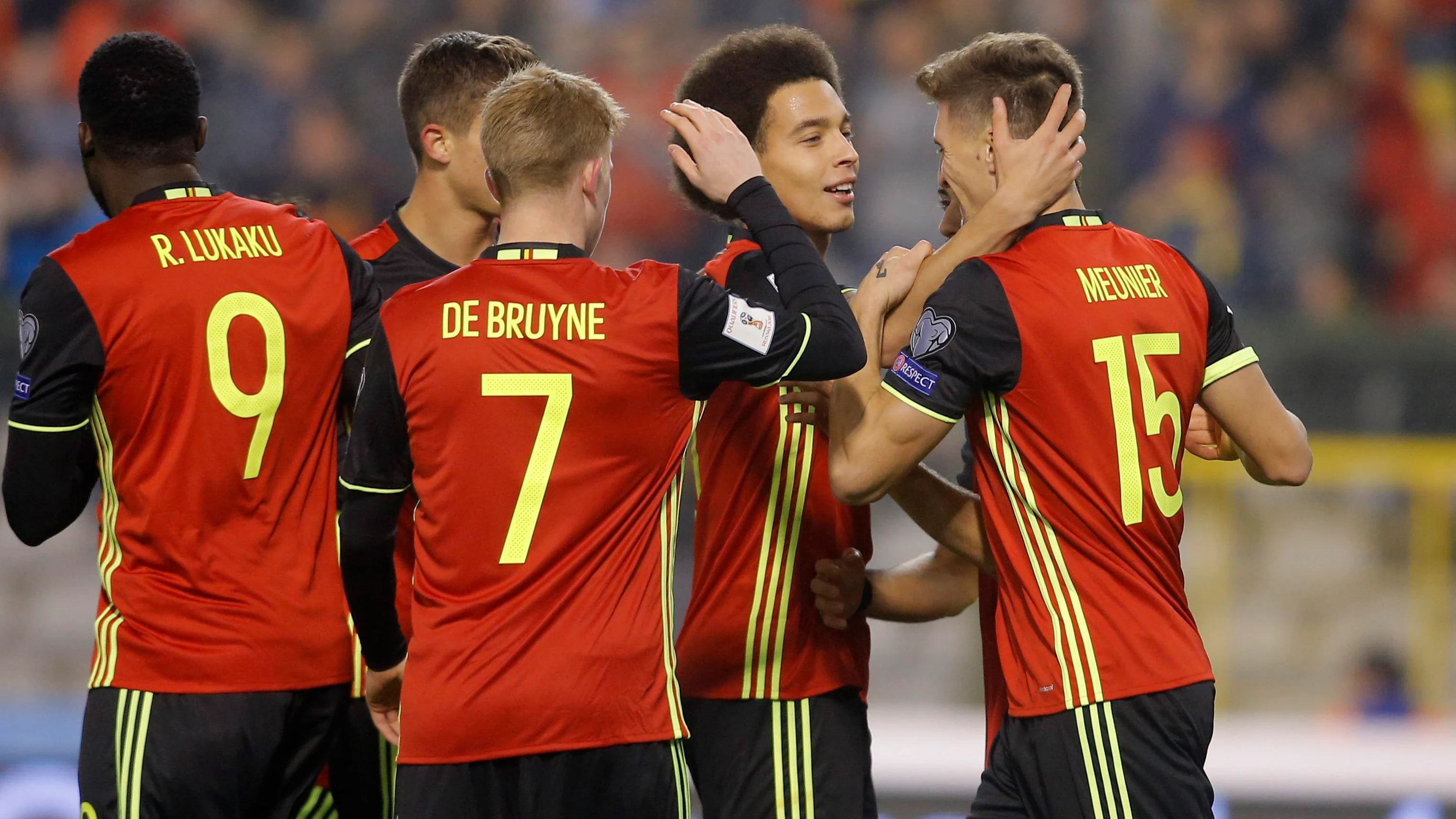 Bélgica celebrando un gol frente a Estonia