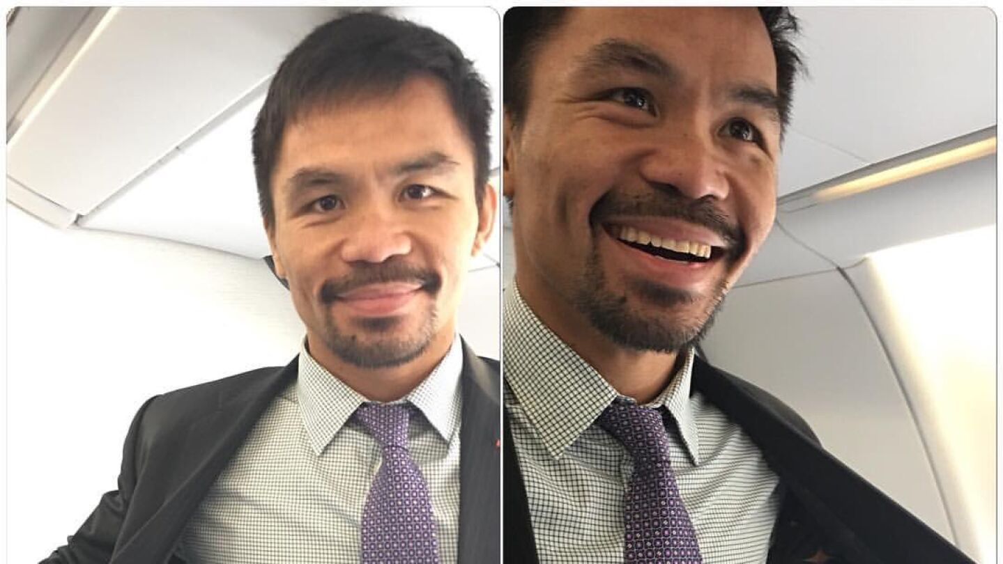 Manny Pacquiao muestra su chaqueta 