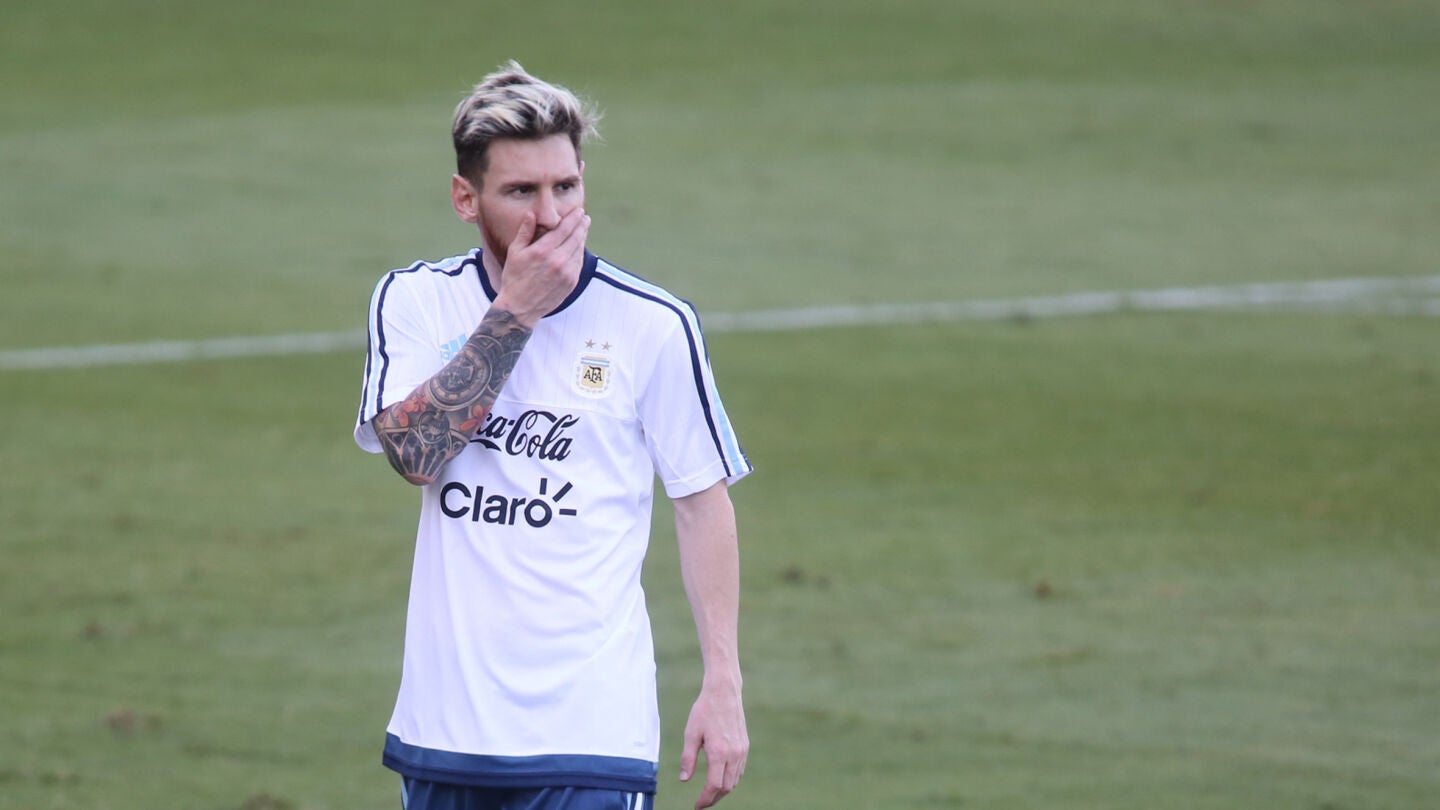 Leo Messi, durante un entrenamiento con la selecci&oacute;n de Argentina