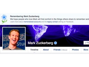 Mensaje de condolencia que Facebook mostró en el perfil de Mark Zuckerberg Mensaje de condolencia que Facebook mostró en el perfil de Mark Zuckerberg