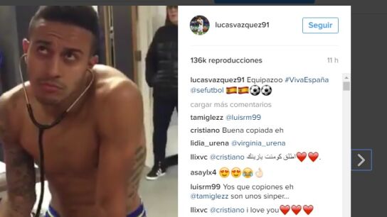 El comentario de Cristiano en el Instagram de Lucas V&aacute;zquez