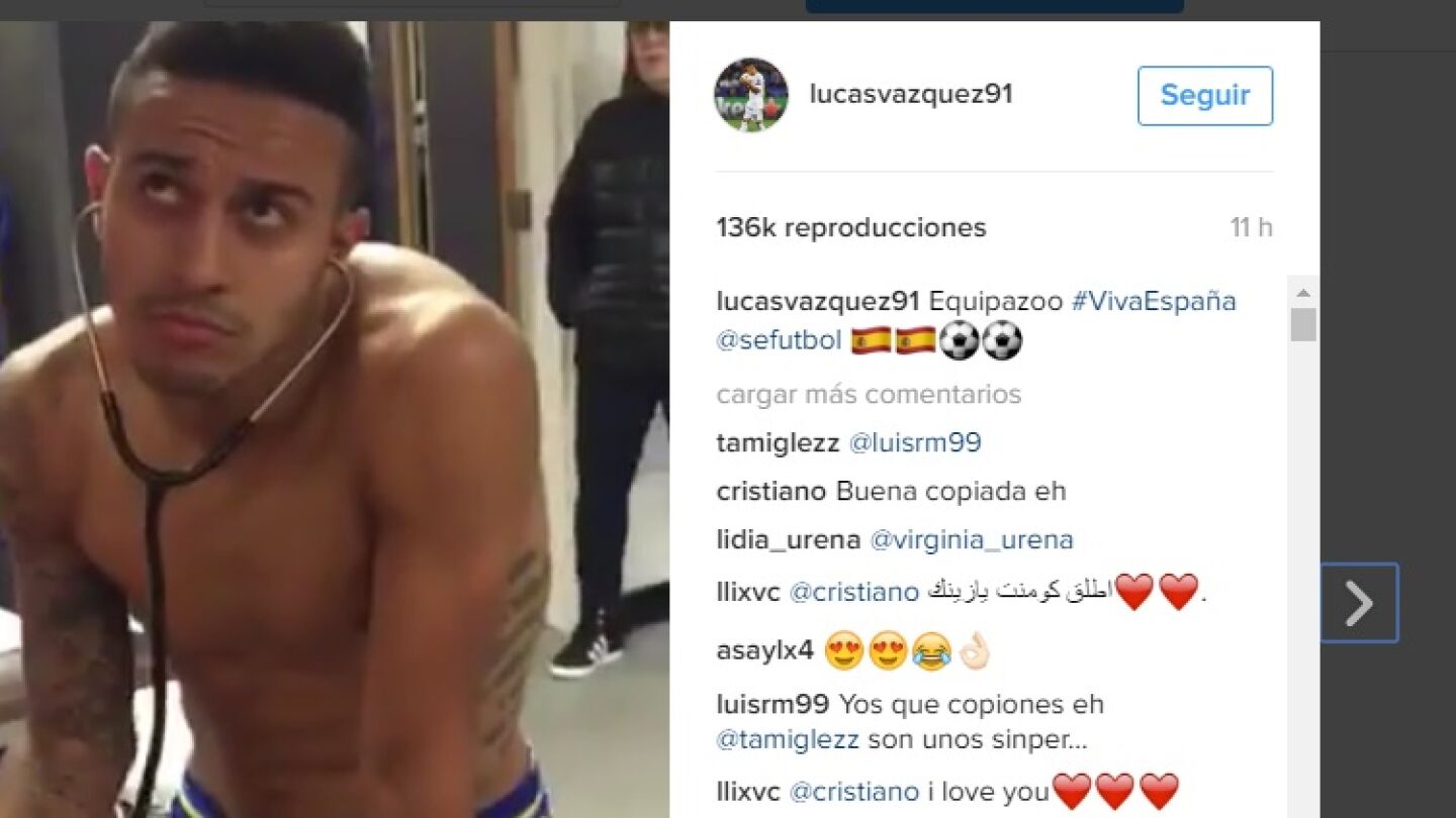El comentario de Cristiano en el Instagram de Lucas V&aacute;zquez