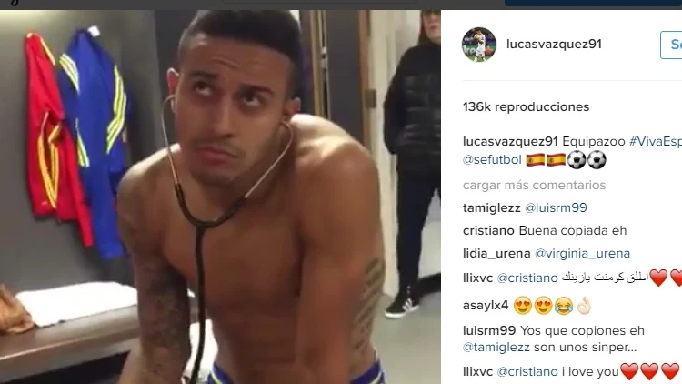 El comentario de Cristiano en el Instagram de Lucas Vázquez El comentario de Cristiano en el Instagram de Lucas Vázquez