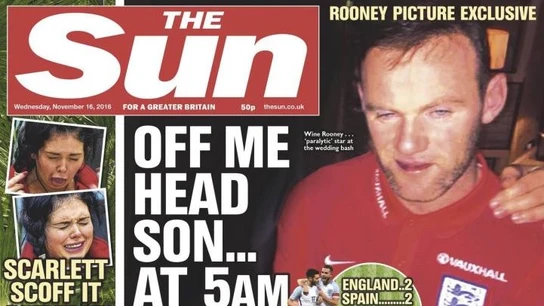 La imagen de Wayne Rooney borracho en la portada de 'The Sun' La imagen de Wayne Rooney borracho en la portada de 'The Sun'