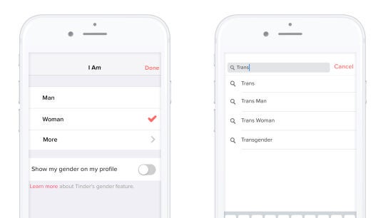 Nuevas opciones de g&eacute;nero en Tinder