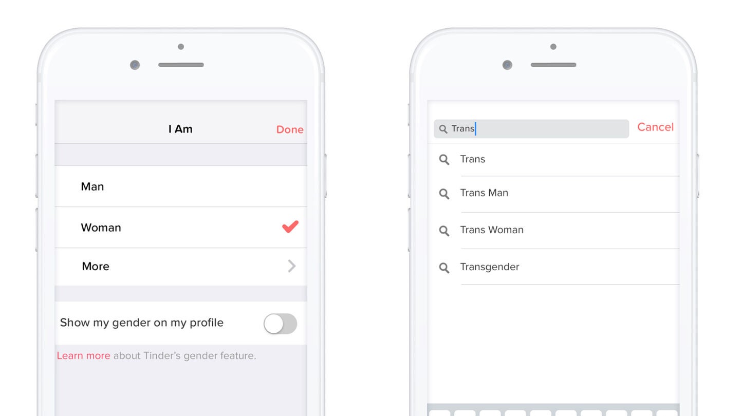 Nuevas opciones de g&eacute;nero en Tinder