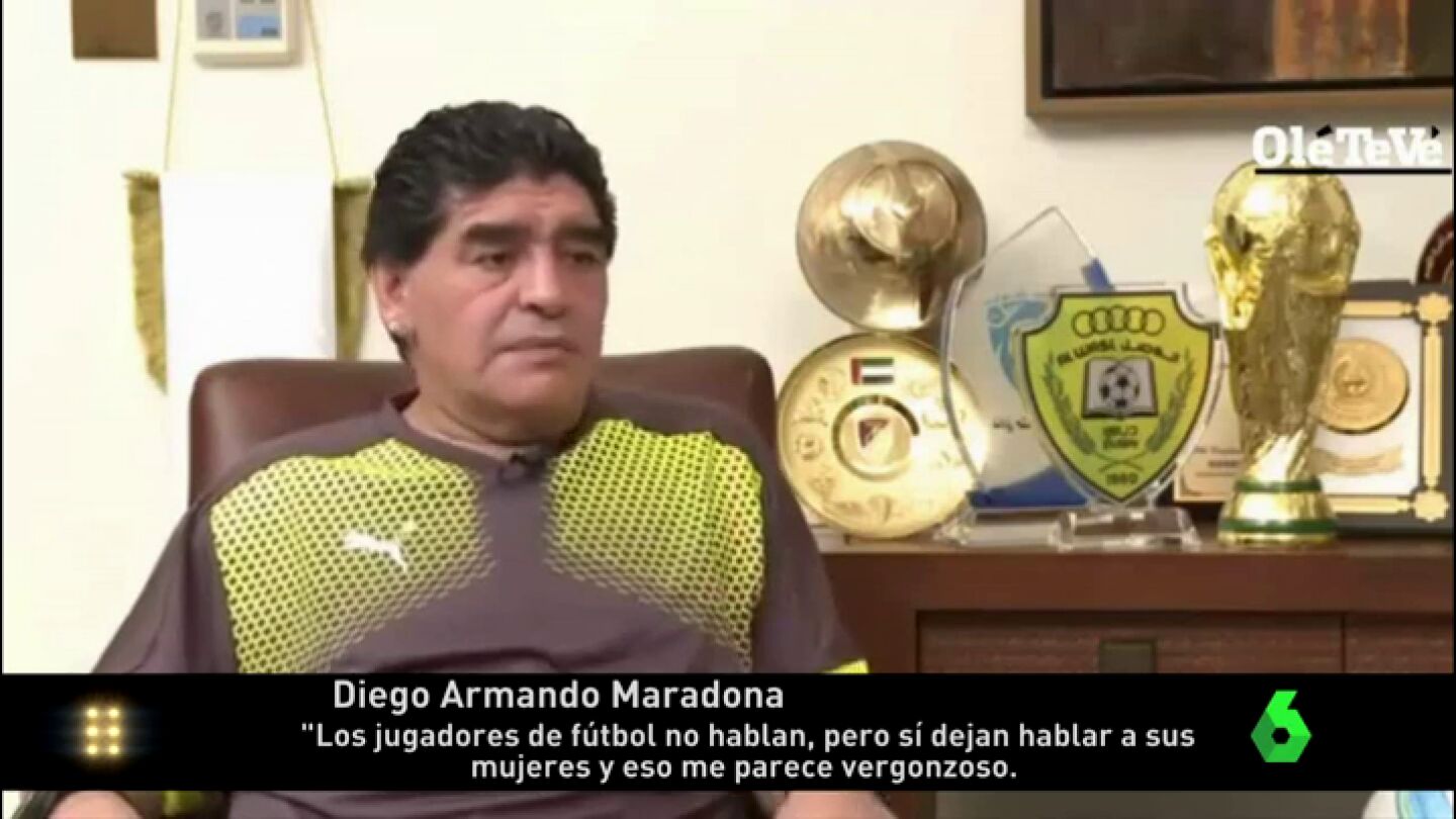 Frame 14.178386 de: El comentario machista de Maradona: "Me parece vergonzoso que los futbolistas dejen hablar a sus mujeres de f&uacute;tbol"