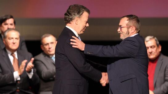 Juan Manuel Santos y el l&iacute;der de las FARC, 'Timochenko'