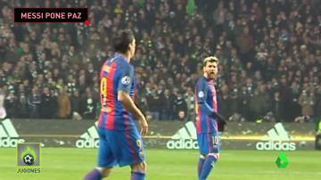 Messi pide a Luis Suárez que se calme