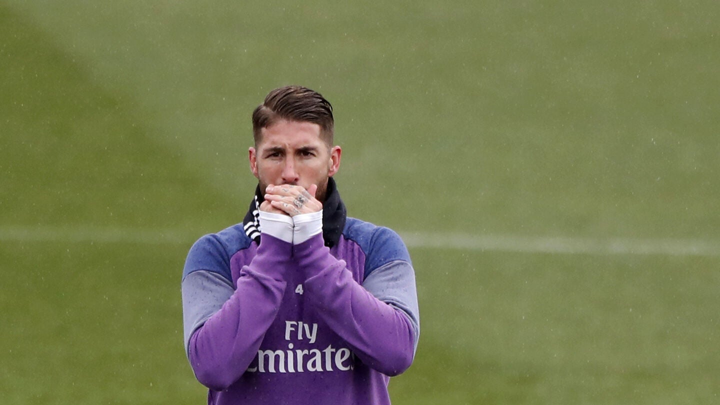 Sergio Ramos, durante un entrenamiento con el Real Madrid