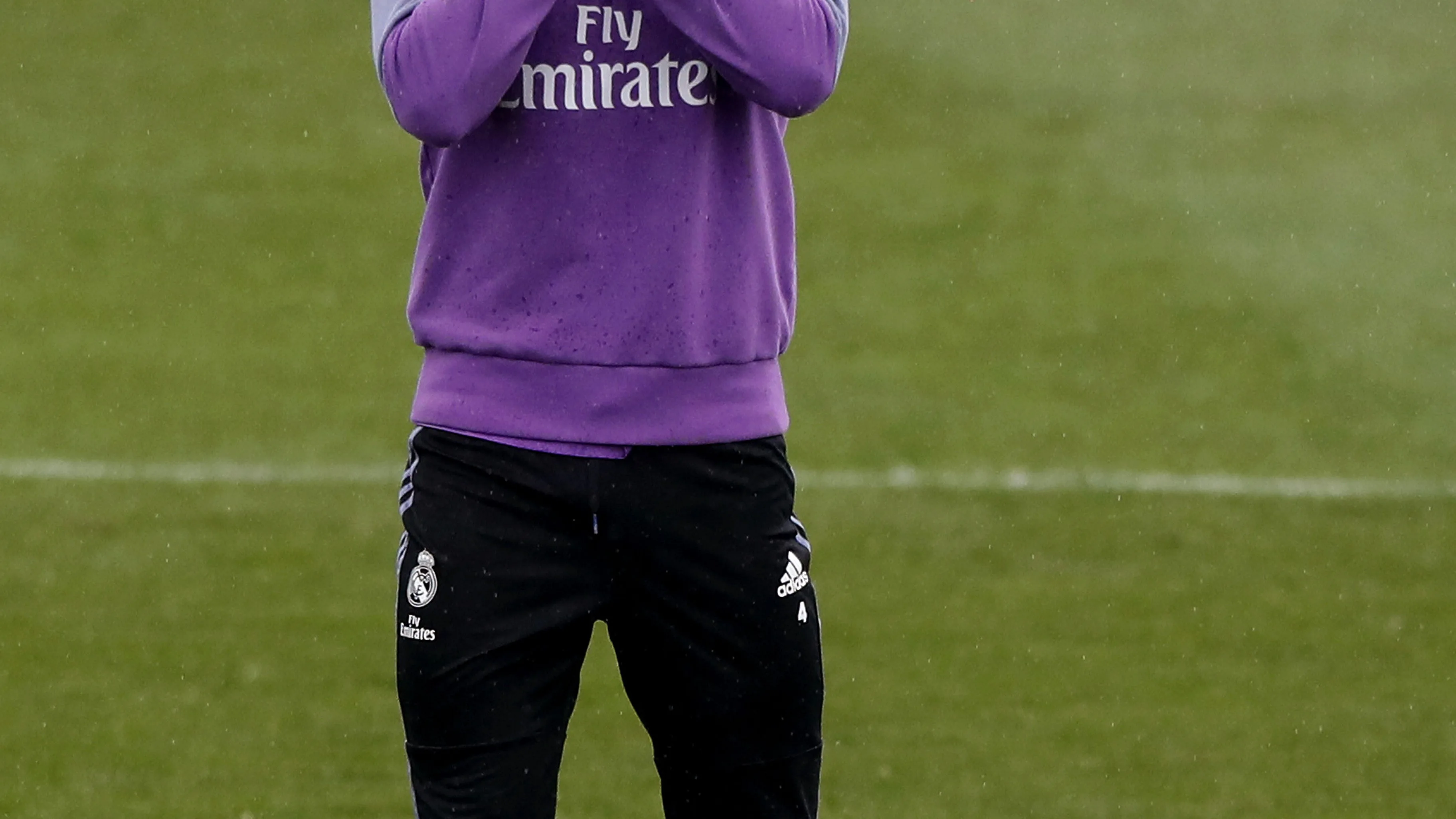 Sergio Ramos, durante un entrenamiento con el Real Madrid