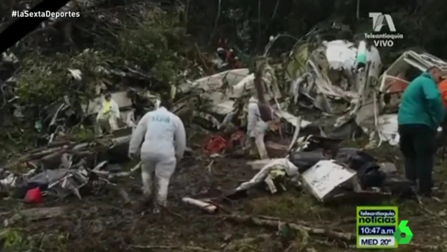 El lugar del accidente del avión del Chapecoense