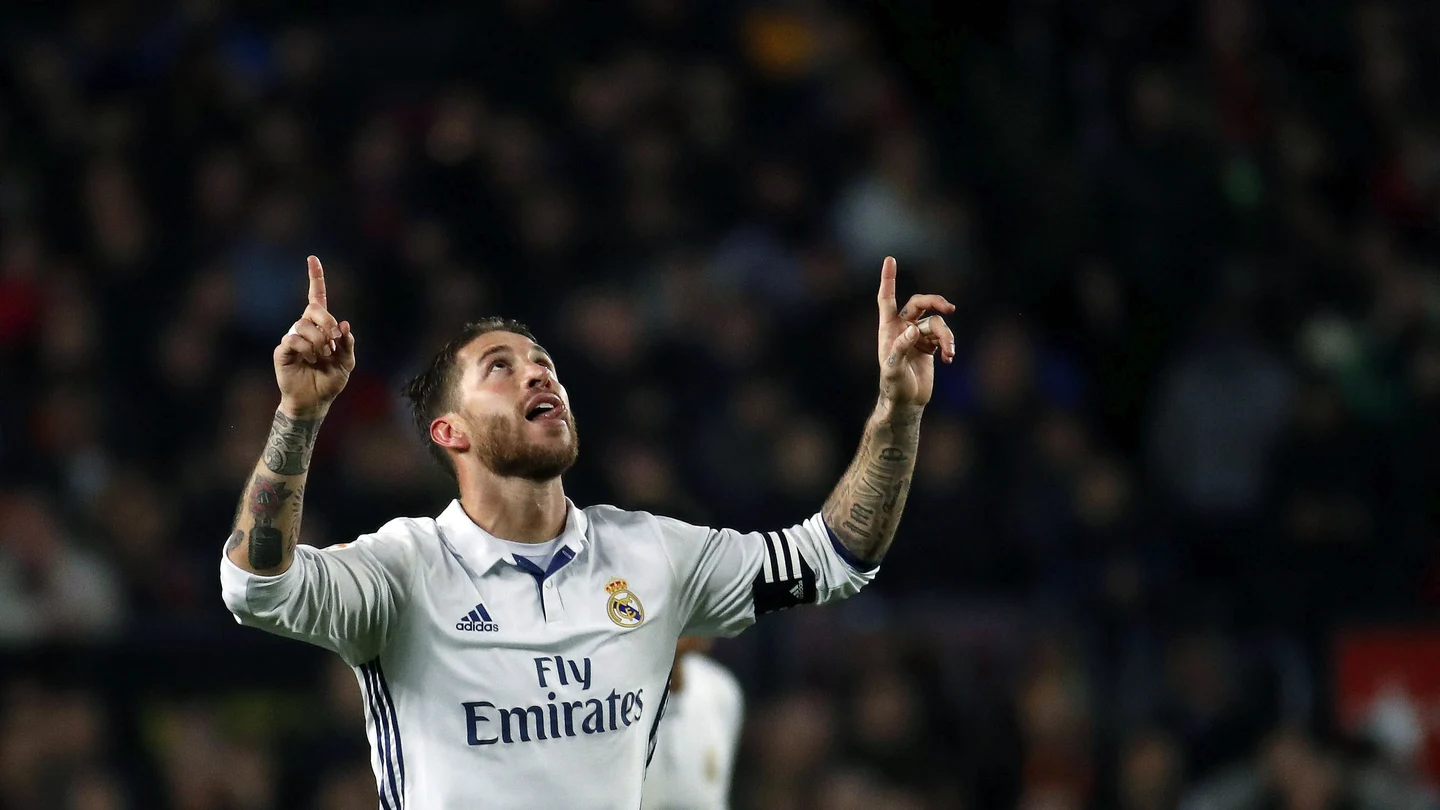 Sergio Ramos celebrando el gol del empate al F.C Barcelona Sergio Ramos celebrando el gol del empate al F.C Barcelona