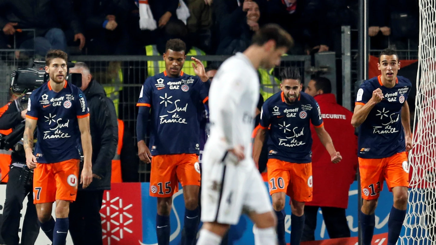 El Montpellier celebra un gol contra el PSG El Montpellier celebra un gol contra el PSG