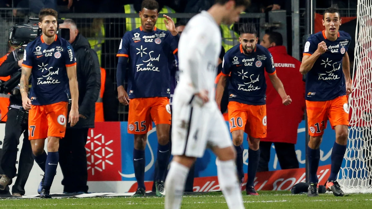 El Montpellier celebra un gol contra el PSG El Montpellier celebra un gol contra el PSG