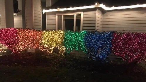 Bandera de LGBT con luces de Navidad 